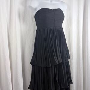 Lulus Strapless Pleated Tiered Maxi Dress Black XS Formal
